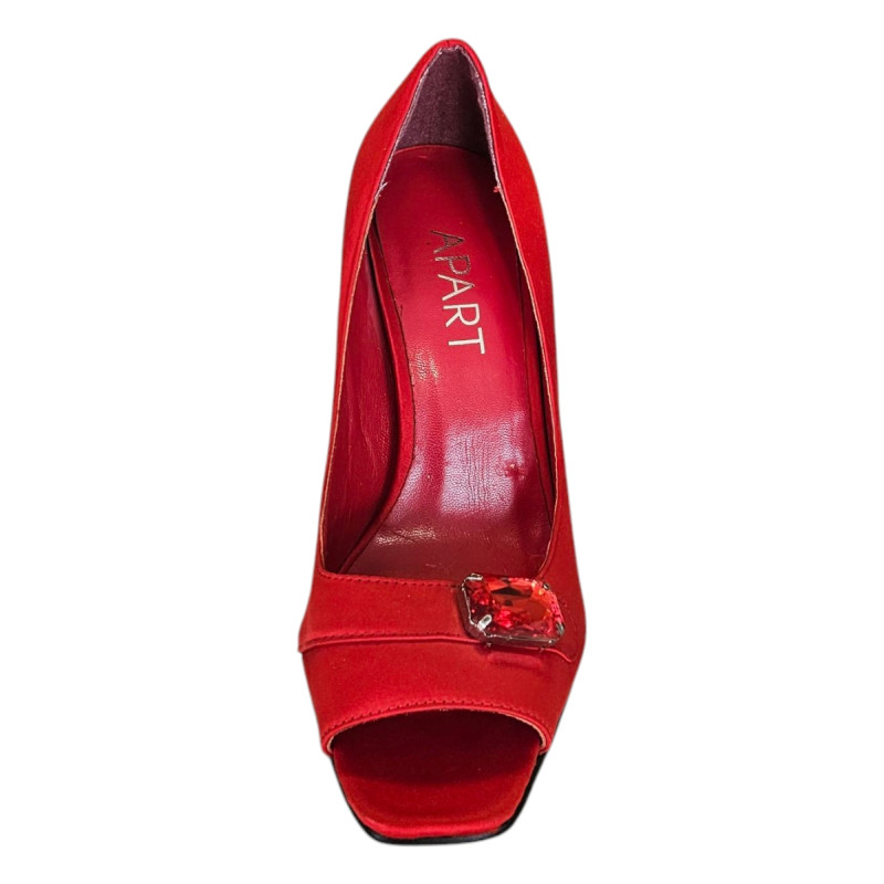Sandale dama rosii din satin,toc subțire 9cm - Apart, mărimea 36 Sandale dama rosii din satin,toc subțire 9cm - Apart, mărimea 36