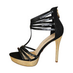 Sandale dama negre cu toc inalt Laura Biagiotti, marimea 37 Sandale dama negre cu toc inalt Laura Biagiotti, marimea 37