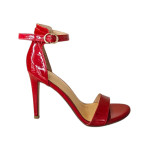 Sandale dama rosii cu toc inalt, piele ecologica lacuita - Catwalk, marimea 39 Sandale dama rosii cu toc inalt, piele ecologica lacuita - Catwalk, marimea 39